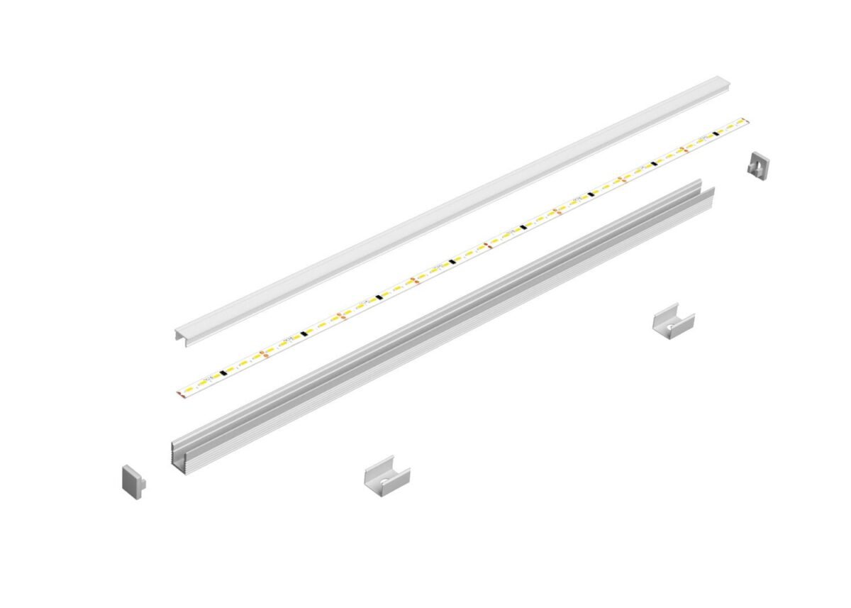 alu profile led pro 9 silver anodized 1m recessed bergmen 1