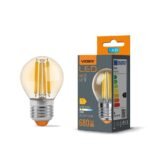 Bulb LED videx-e27-G45-6W-Fil-Amber-WW
