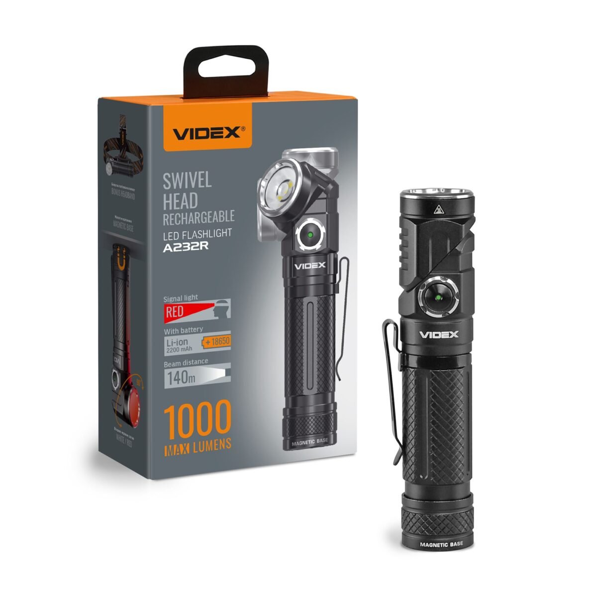 LED Portable Lanterna Videx VLF-A232R 1000LM 5000K - imagine 1
